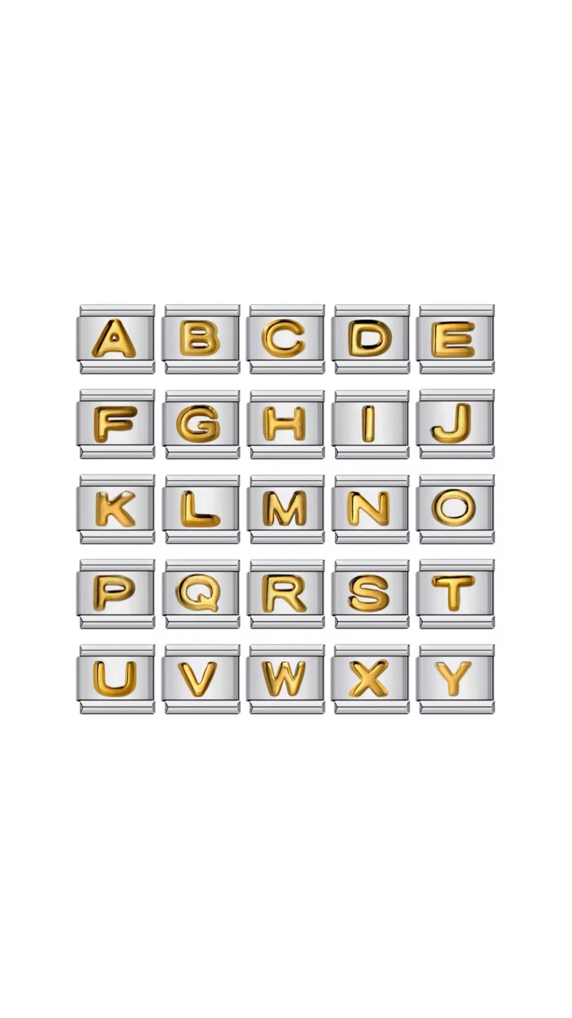 Letras plata con dorado.