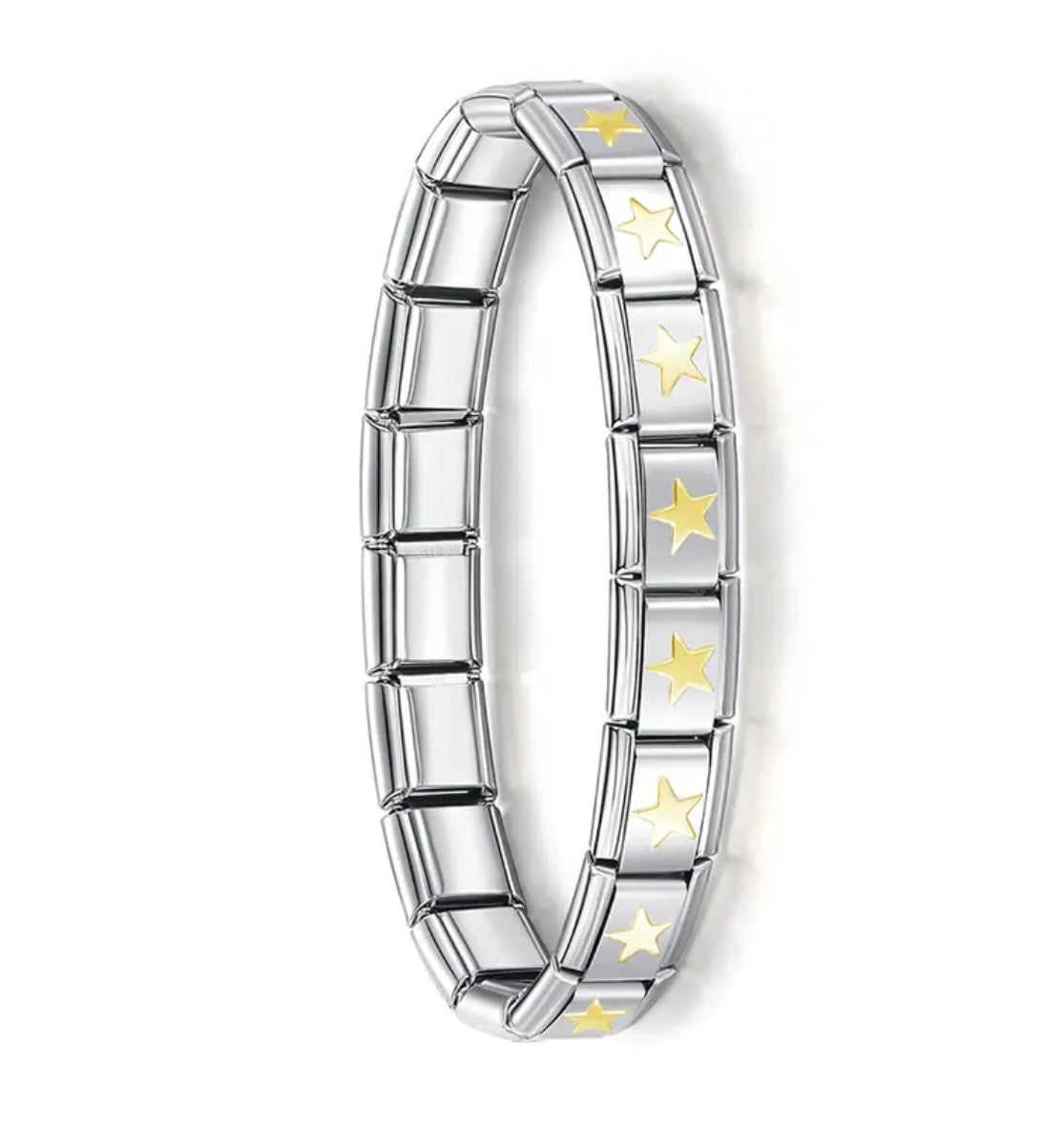 Brazalete Plata Con Estrellas Doradas.